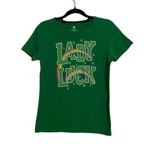 Lady Luck Cotton Short Sleeve Shamrock St Patrick's Day Rainbow T-Shirt